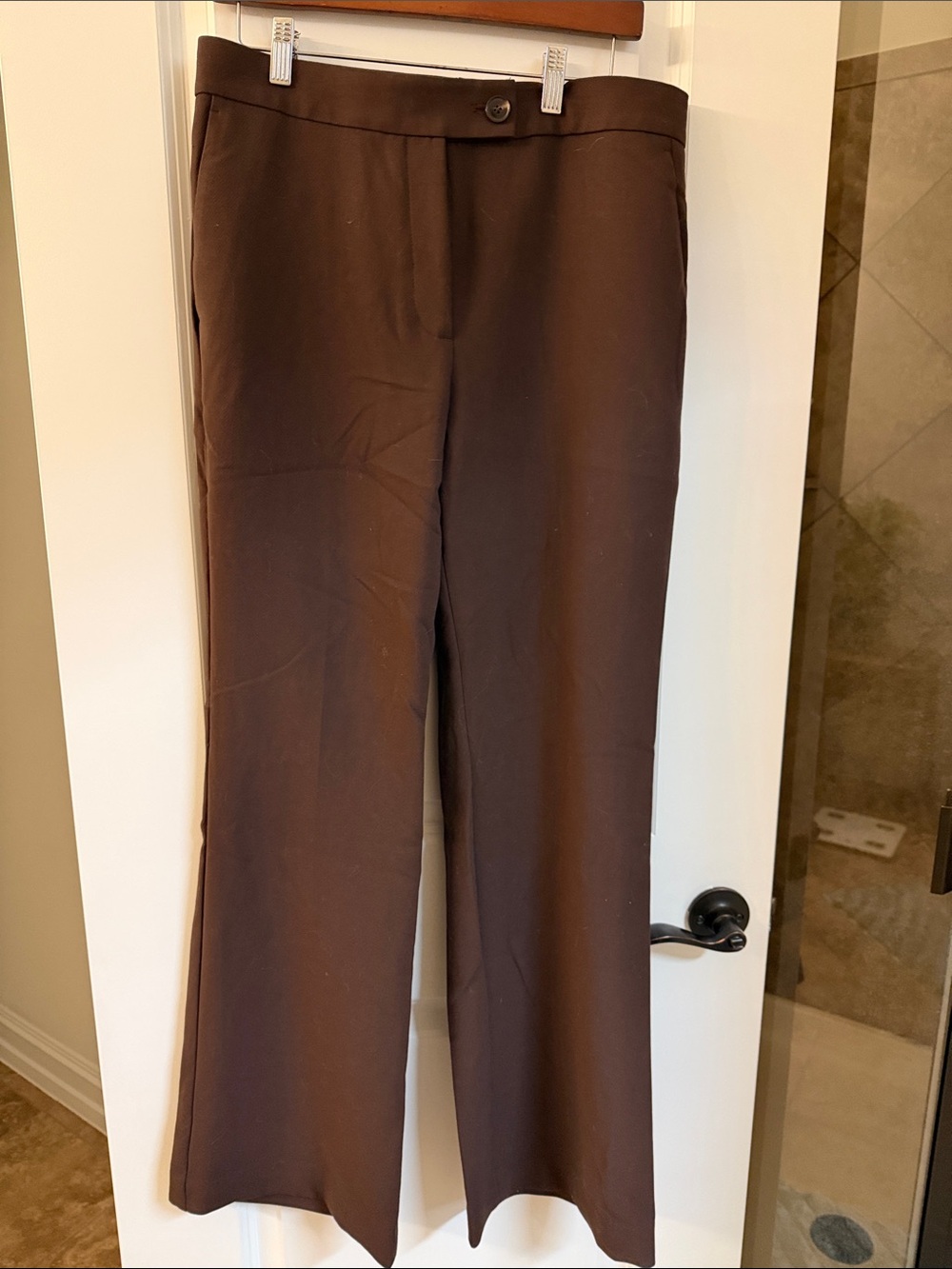 Ann Taylor Dark Brown Straight-Leg Dress Trousers